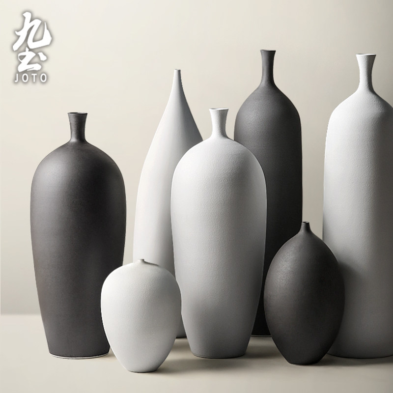 Jiutu Jingdezhen Ceramic Vase Ornament Home Decoration Art Handmade Creative Living Room TV Cabinet Decorative Flower