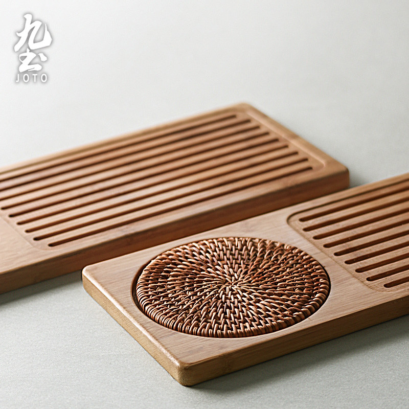 Real Bamboo Wood Tea Tray Vine Cushion Tea Tray Tea Tray Tea Dish Kungfu Bamboo Tray Long Tea Tray Accessories Tea Tray-Taobao