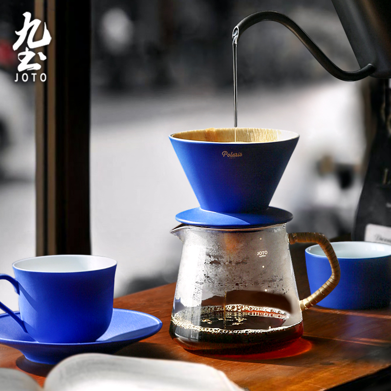 Jiutu Klein blue hand-brewed coffee filter cup sharing pot handmade ceramic drip type V60 filter cup coffee utensils