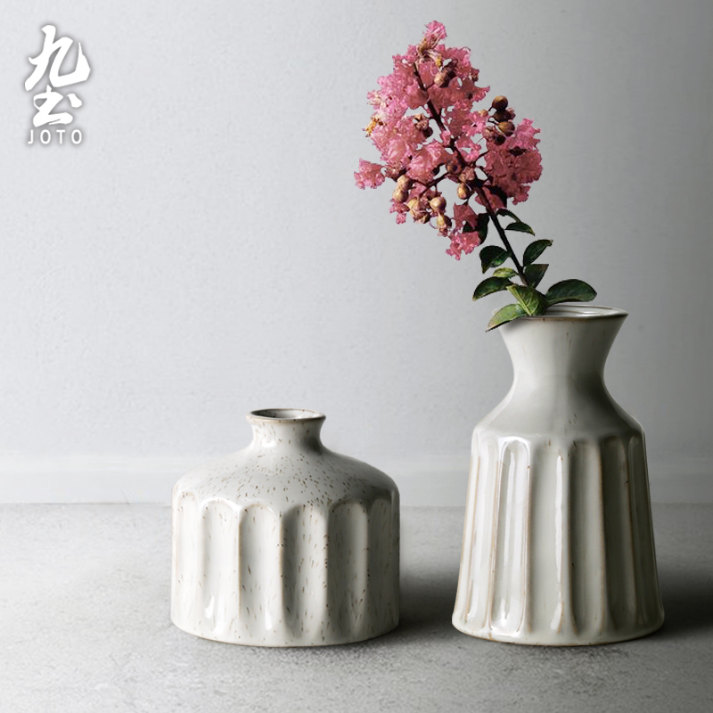 ins wind day style ceramic vases handmade minimalist creative dry florware home retro living room ornament room hem-Taobao