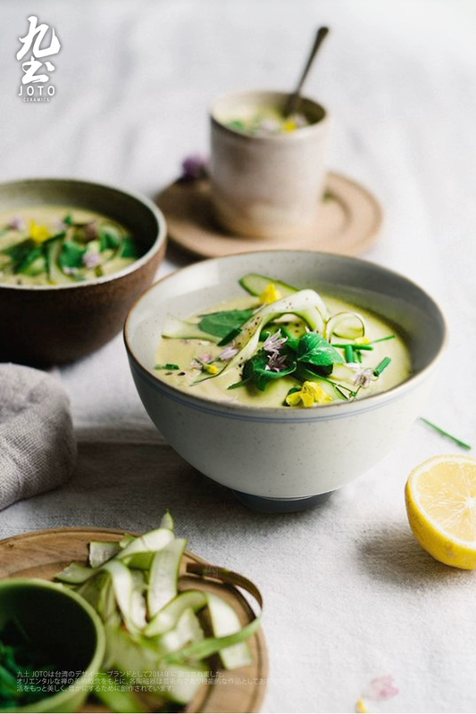 Xô bát gốm sứ màu xanh và trắng bát ăn bát súp ramen thủ công Nhật Bản đồ đá bát bát đồ ăn bằng lò vi sóng - Đồ ăn tối