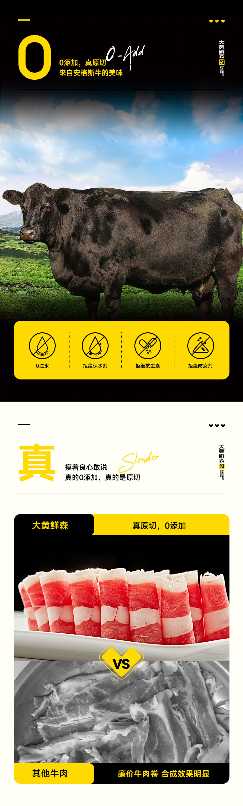 大黄鲜森 原切谷饲安格斯雪花肥牛卷 150g*2盒*4件 下单折后￥168包邮