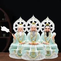 New Sanqing Statue Household Laojun Yuanshi Lingbao Buddha Statue Factory Direct Sales Synthetic White Marble Ornament