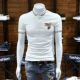 Âu ga nam nhỏ ong thêu áo polo ve áo mùa hè đỏ tay ngắn cỡ lớn áo sơ mi nhỏ giản dị Áo sơ mi Polo