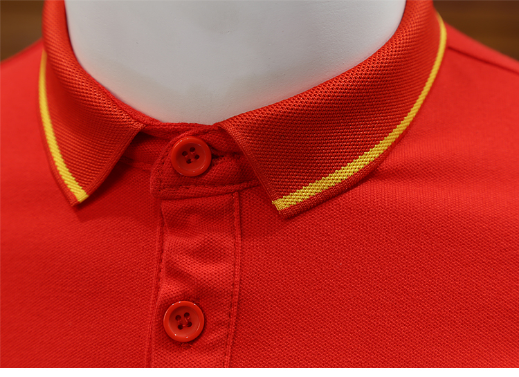 Âu ga nam nhỏ ong thêu áo polo ve áo mùa hè đỏ tay ngắn cỡ lớn áo sơ mi nhỏ giản dị Áo sơ mi Polo áo thun cotton nam