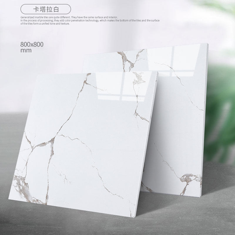 Tile floor tiles 800X800 Catalan white through body marble floor tiles Living room Bedroom Floor Tiles Brief modern