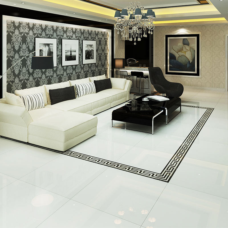 Tile tile 800X 800 Living Room glass brick pure white black 600X600 anti - slip wear - resistant polished tile floor tile