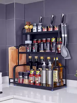 304 stainless steel kitchen rack supplies storage household countertop seasoning seasoning pot rack bottle book multi-function
