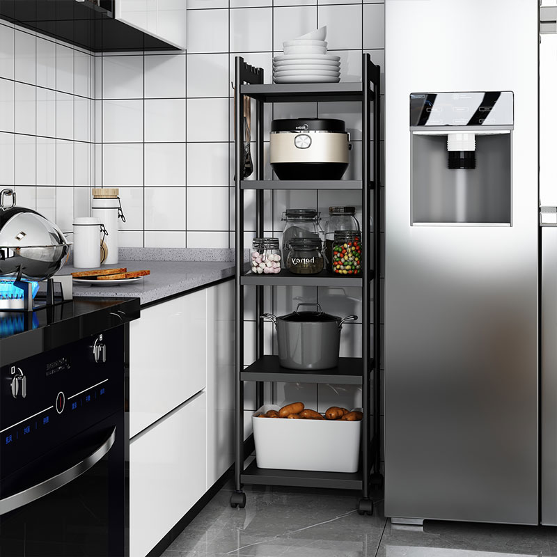 Kitchen rack floor-to-ceiling multi-layer narrow refrigerator side pot storage shelf corner 35cm against the wall width 30
