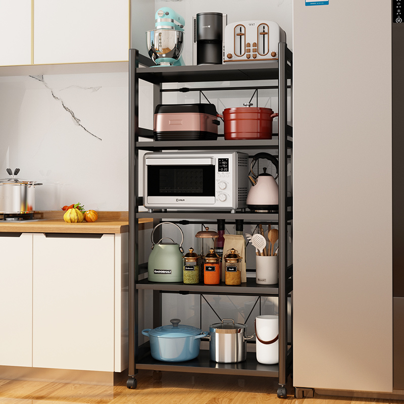 Retractable kitchen shelving floor type multilayer electrical appliances Small home appliances Contained Microwave Oven Oven Home Pan Shelf