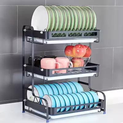 Dish storage shelf stainless steel kitchen rack large capacity household multifunctional sink bowl chopsticks drain bowl rack