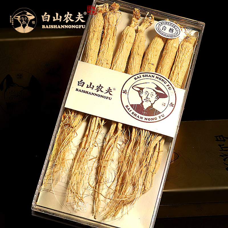 Mrs. Bai Shan Nong ginseng long White Mountain raw dried ginseng white ginseng whole gift box Northeast brewing soup