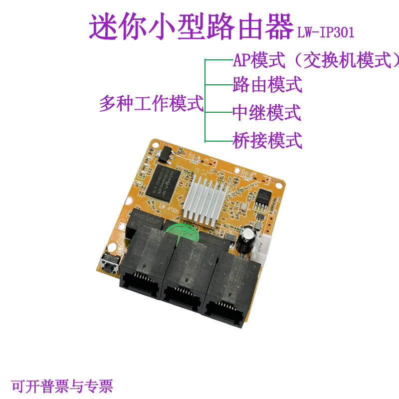 3-mouth mini-mini router WIFI module wide pressure 5-12V chassis built-in switch wireless LW-IP301