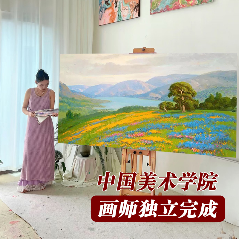 Hand-Painted Spring Impressionist of California Modern Living Room Scenery Decorative Painting Sofa Background Horizontal Hanging Painting