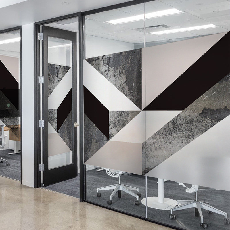 Modern minimalist geometric glass sticker office Sliding Door Mall Shop Shading Personality Creative Company Cling Film-Taobao