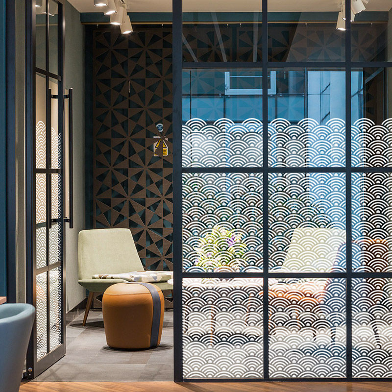 Office New Chinese Texture Electrostatic Frosted Glass Retro Sticker Black white Art cling film Pattern Customized