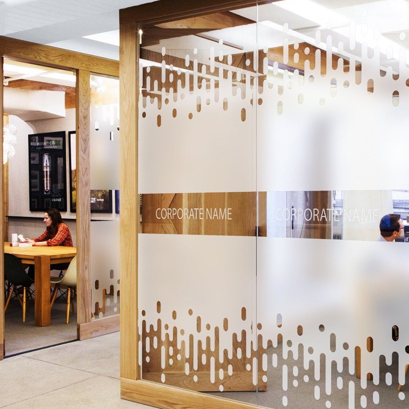 Office Art Creative Static Frosted Glass Adhesive Film Company Transparent Hollowed-out Glass Door Stickers Logo Custom