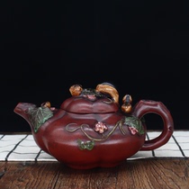 Yixing old purple clay pot famous pure handmade original kung fu tea set tea cup set antique genuine home large capacity
