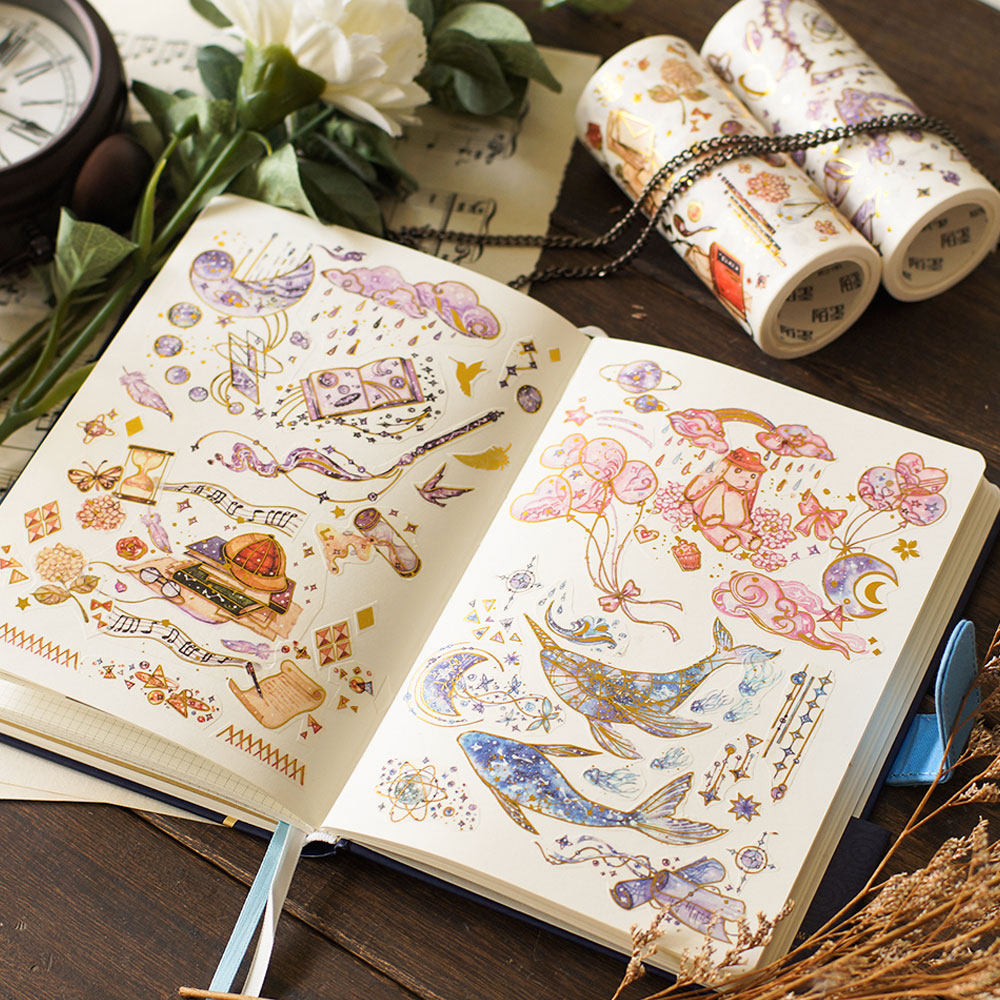 Mystery Nuno Fantasy Magic Academy hand book decoration small pattern diary diy bronzing sticker tape material