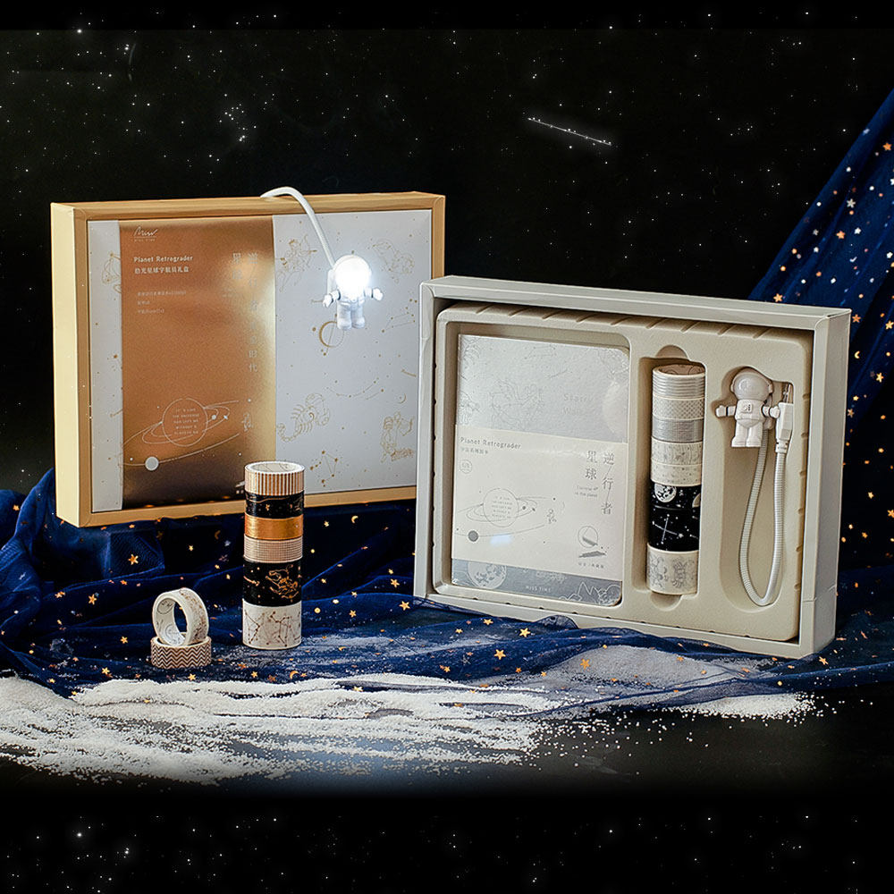 Enigma planet retrograde astronaut constellation hand ledger and paper tape A set of notebook gift box