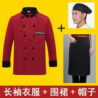 Лонгслив, красный фартук, шапка