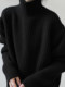 Minimalist Style Turtleneck Pullover Sweater for Women 2025 Autumn and Winter New Black Loose Versatile Slimming Knit Top