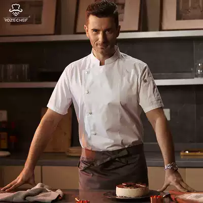 RozeChef New Chef Men's Short Sleeve Summer Thin Kitchen Hotel High-end Dining Women Long Sleeve Large Size