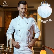 RozeChef chef overalls men autumn and winter breathable kitchen thin short sleeves high-end hotel restaurant set long sleeves