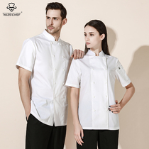 Chef overalls male summer breathable thin short-sleeved high-end restaurant hotel chefs uniform size kitchen Women