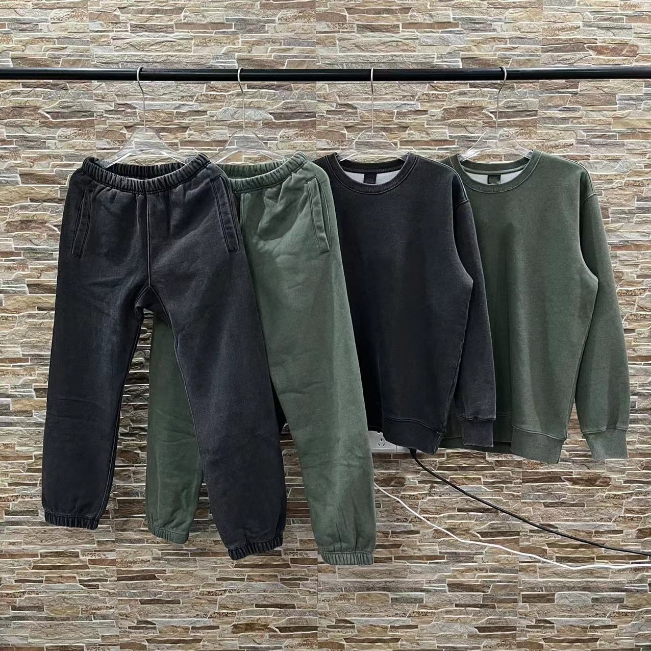 Co-branded Embroidered Logo Washed Double Suits Autumn and Winter Fleece Sweater Sweatpants Unisex Trend