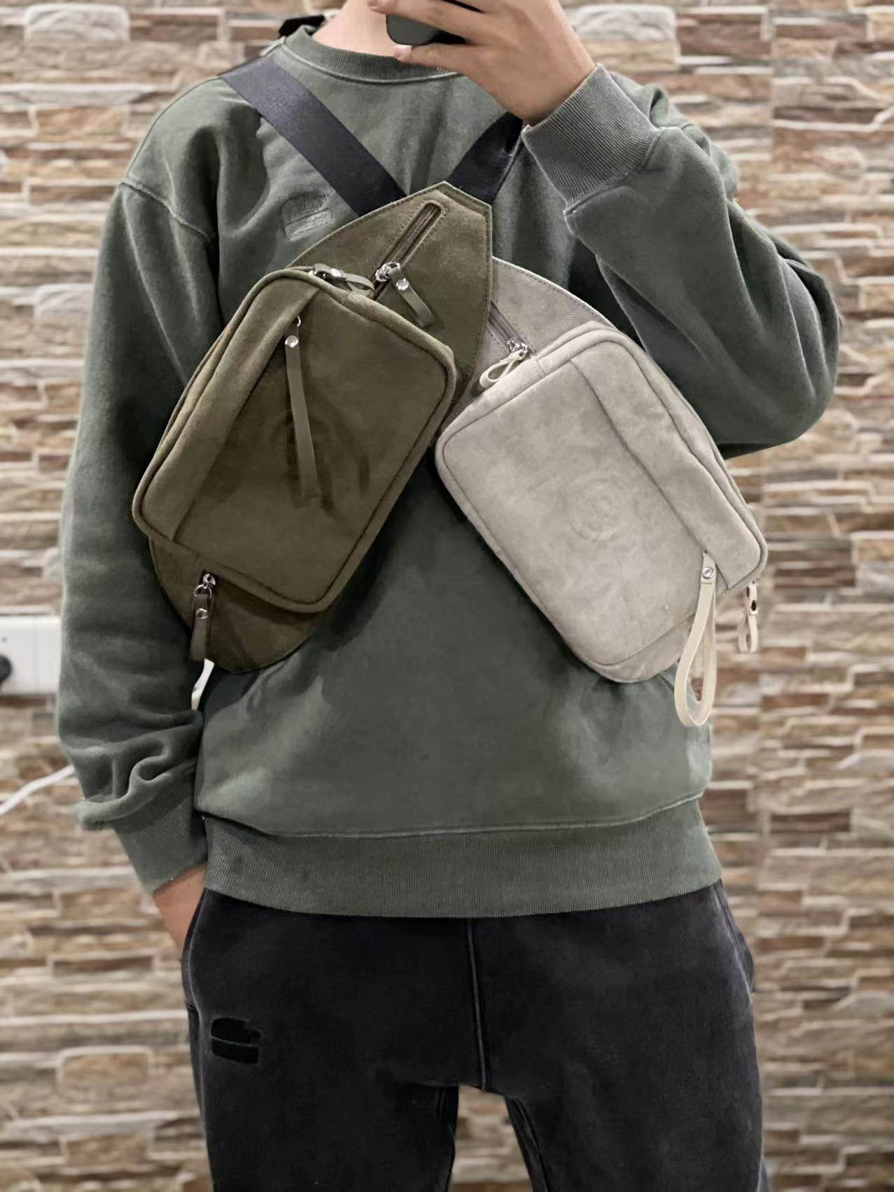 READYMADE BODY POUCH BAG Washed Canvas Chest Bag Waist Bag Crossbody Bag Two-color Versatile Style