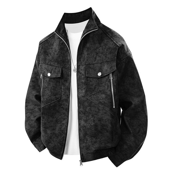 
Autumn trendy loose jacket 13 boys teenagers high school students 14 handsome 15-year-old big children's leather jacket