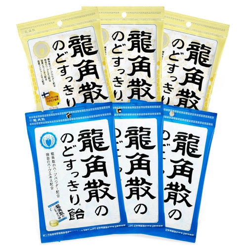 龙角散 Травяной увлажняющий гортановый мятный аромат 70 г*3+медовый лимонный имбирный сок 70 г*3 освежающий уход за горло