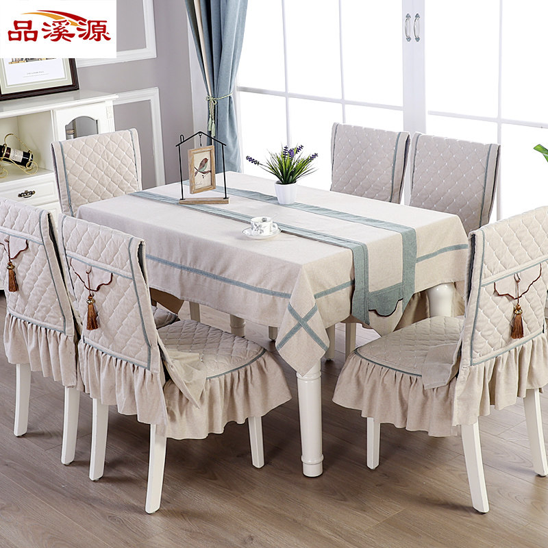 Restaurant dining chair cover cushion set home tea table cloth cotton linen new Chinese dining table chair cover universal