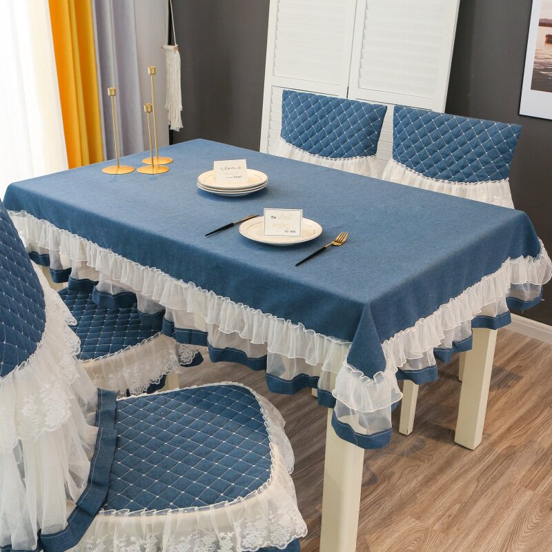 Lace Table Cloth Art Home Chair Cover Chair Cushion Suit Brief Modern Chair Cover Thickened All Season Non-slip Cushion