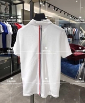 Thom Browne short-sleeved 2020 spring summer TB male and female models back stripe lapel POLO shirt T-shirt