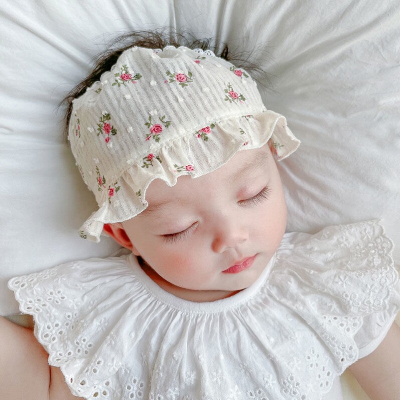 Baby girl's fontanel head hair band baby girl baby newborn fontanel door cap summer thin section lace princess girl