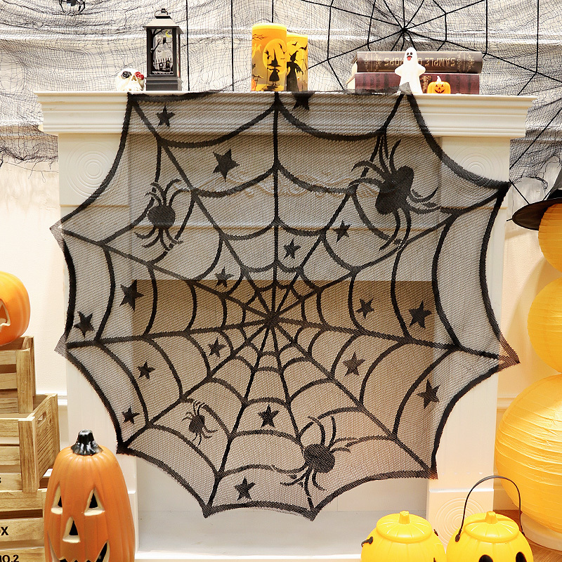 Halloween Decoration Theme Spider Web Bat Tablecloth Shop Fireplace Horror Background Hanging Decorations Scene Setup Supplies