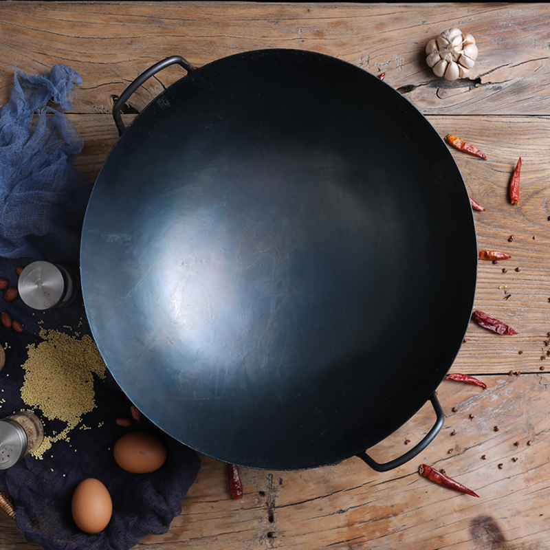 Chen Chi Kee old-fashioned double-ear iron pot uncoated non-stick pot for hotel chef's special large wok Gas stove is suitable