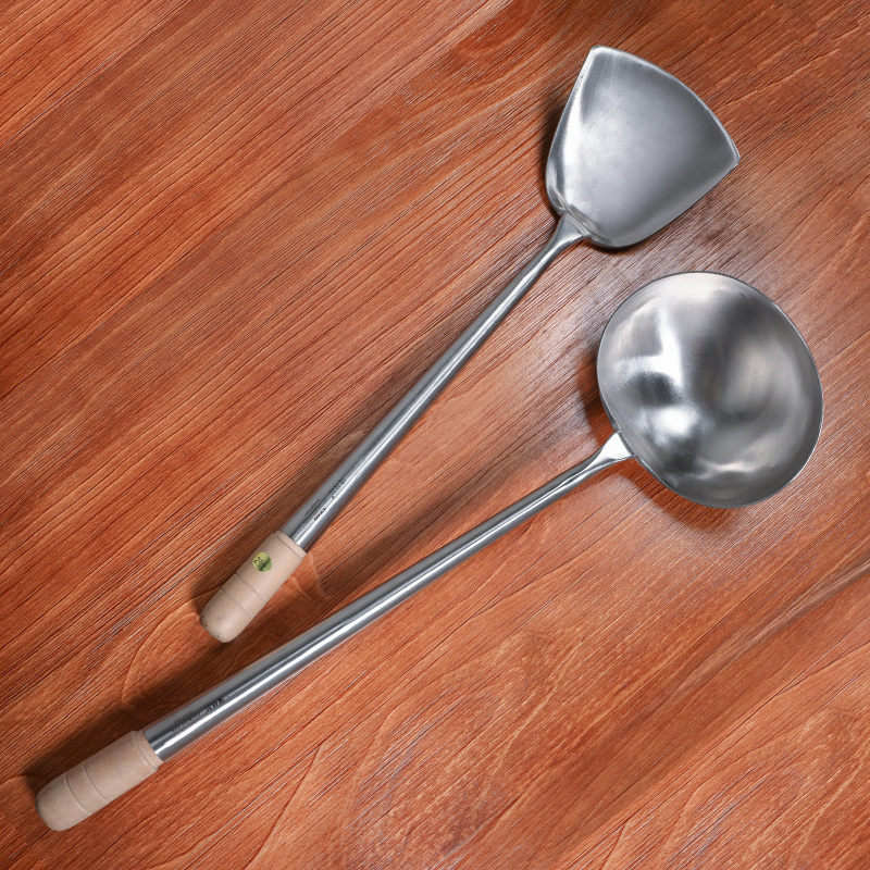 Hong Kong Hong Kong Chan Chi Kee Stir-fry spoon Spatula Hand spoon Chef's special thickened 304 stainless steel professional kitchenware Set