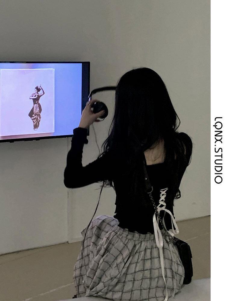 2023 NEW FALL BOW TIE OFF SHOULDER T-SHIRT WOMENS SLIM CROP SEXY CROP TOP BASE LAYER