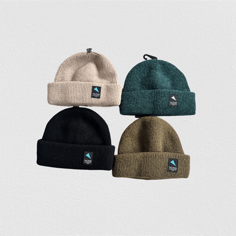Affordable Triangular Logo Beanie Wool Warm Knit Hat with Rune Design for Outdoor Hiking and Trekking, Cold Weather Hat for Couples