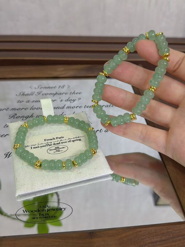 Aventurine Abacus Bead Bracelet, Green, Enhances Complexion, New Chinese Style, Crystal, High-End, Vintage