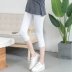 Quần lửng nữ mùa hè mỏng bảy điểm xà cạp 2019 mặc thun thun cotton size lớn 7 điểm quần short đen - Quần tây thường quần ren ôm sát  Quần tây thường