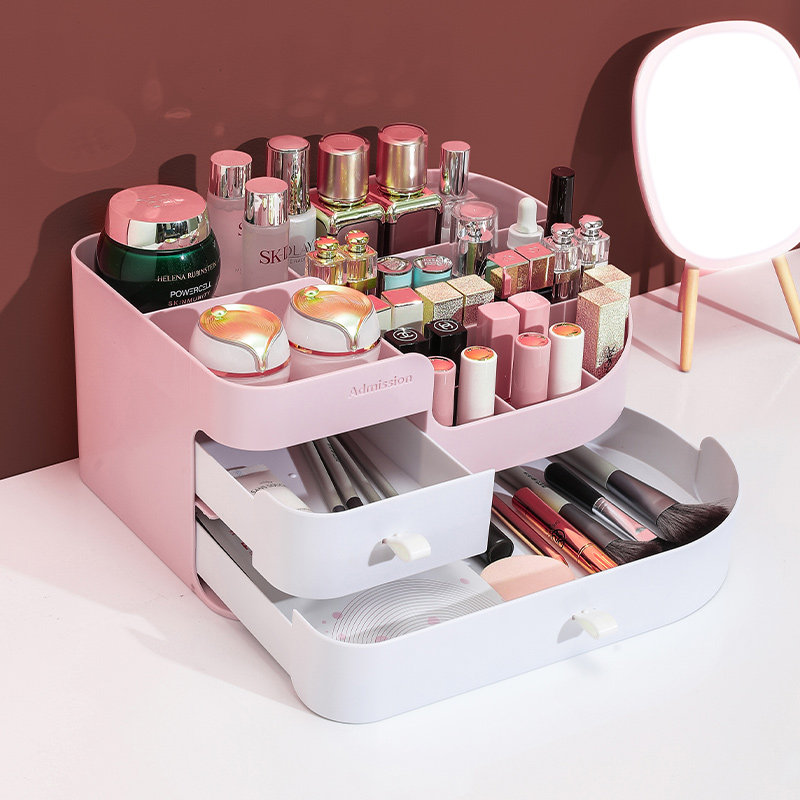 Internet celebrity cosmetics storage box dressing table desktop lipstick jewelry dust-proof rack large-capacity skin care products finishing