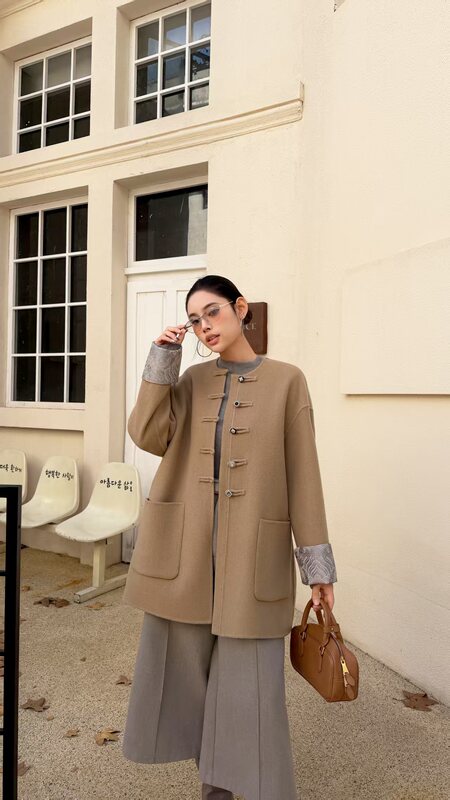 (Sisi Special Offer) 2026 New Cashmere Coat for Women, Petite Size, Buttoned Woolen Jacket 25038