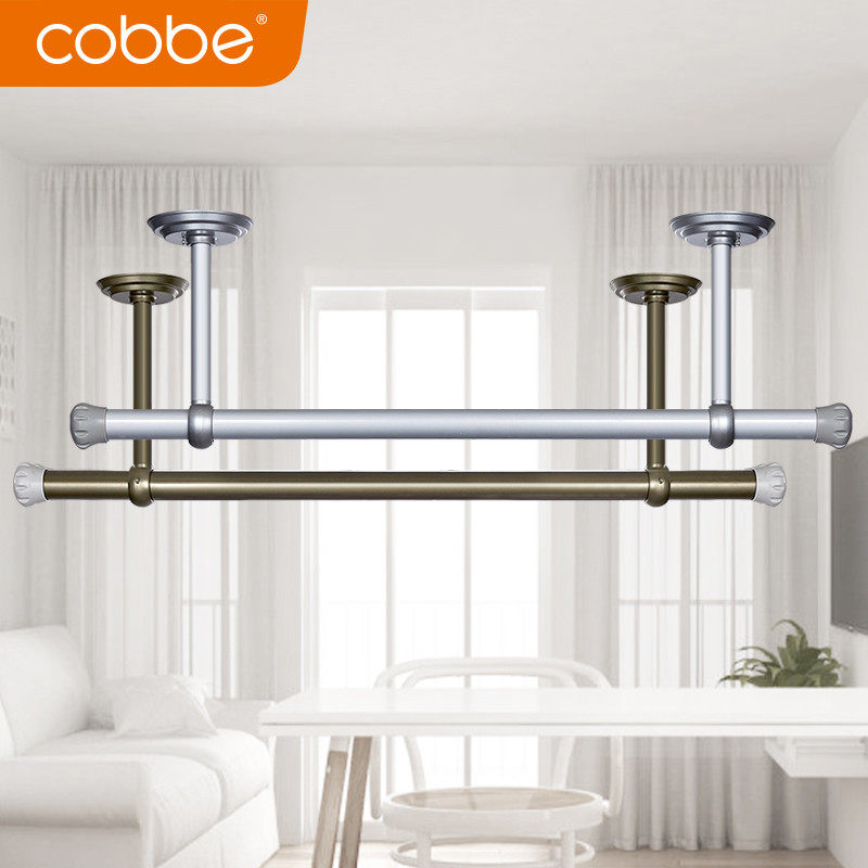 Kabei balcony clothes rack Top mounted clothes rack Space aluminum single rod fixed simple clothes rack Sun quilt rod clothes rack