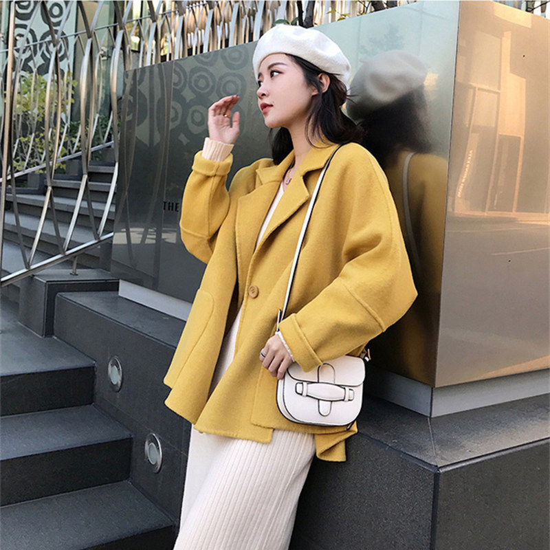 Cashmere Cashmere Windsuit Blouse 2021 Autumn Winter New Yellow Famous Hair's Two-Face, What's a Little Fragrant Wind Fur Coat