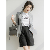 Linen suit jacket female spring and summer new thin section 70% sleeves for small children Casual Professional Little West Suit