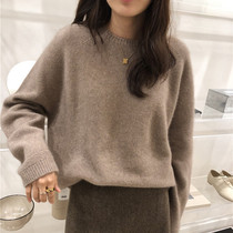 Cashmere stitch sweatshirt new lady Lazy Wind Loose 100 Lapped Thicken 100% wool high-end lady hit undershirt